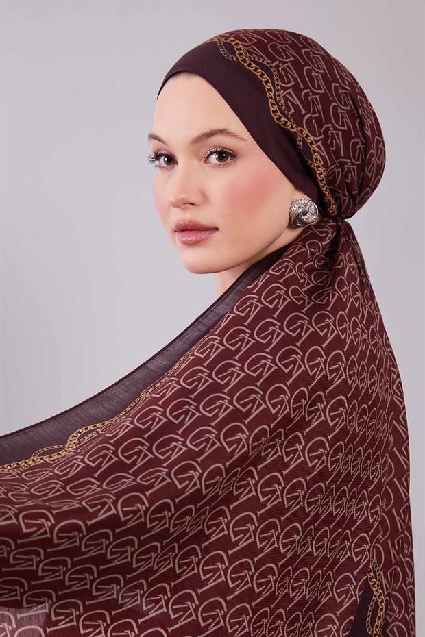 Mürdüm LVD Baskılı Yün İpek Şal