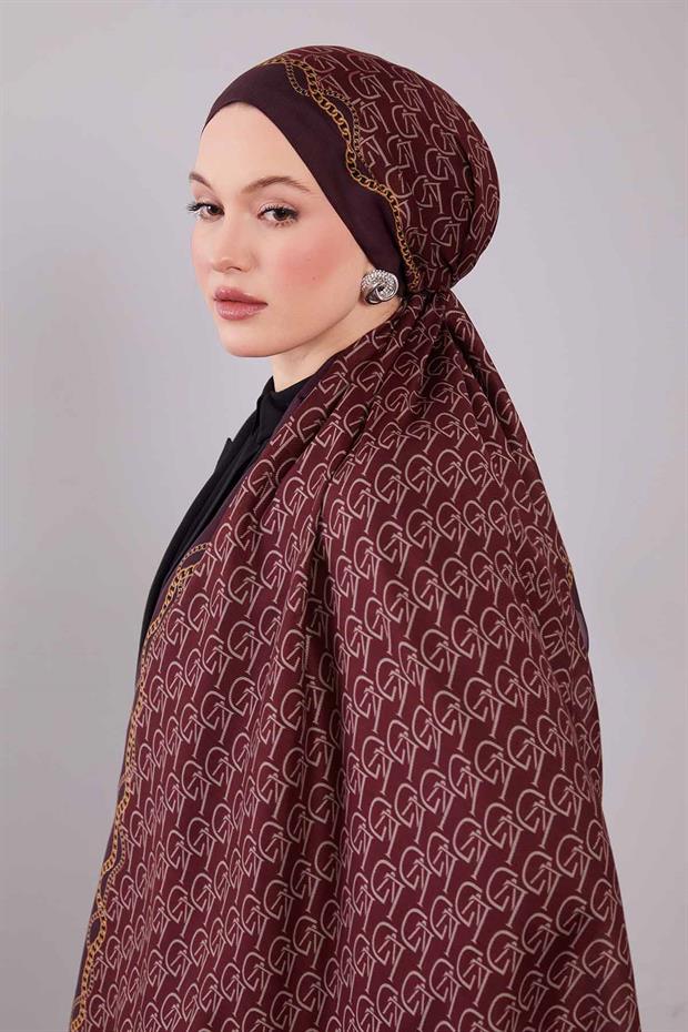 Mürdüm LVD Baskılı Yün İpek Şal