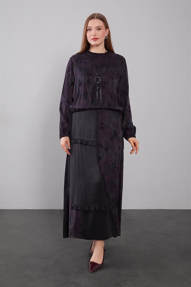 Mürdüm Mini Fırfır Detaylı Cupra Etek Takım