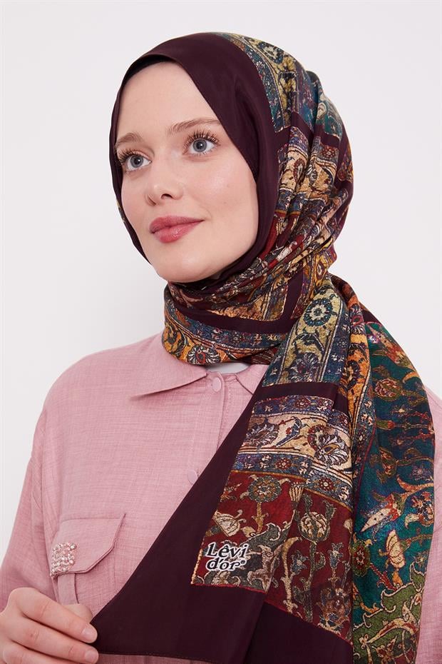 Mürdüm Motif Desen Royal Şal