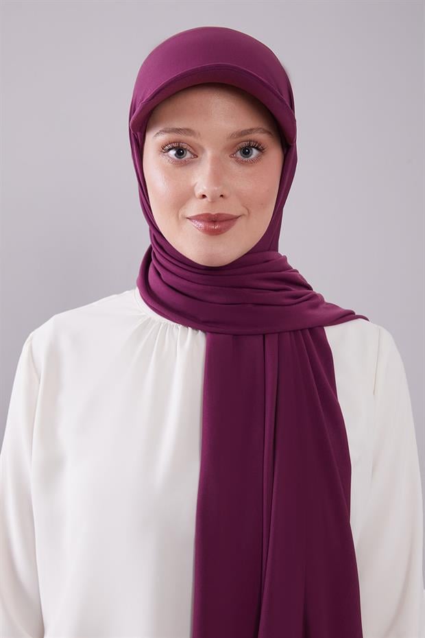 Mürdüm Pratik Şapkalı Şal