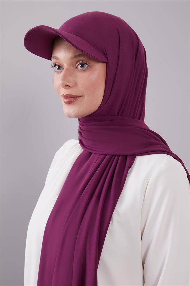 Mürdüm Pratik Şapkalı Şal