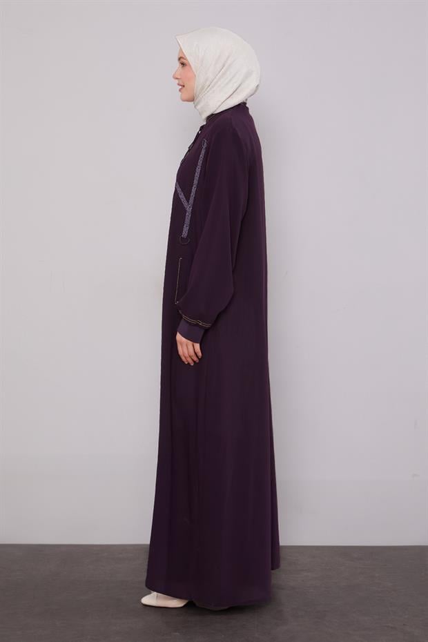 Mürdüm Şerit Detaylı Ferace