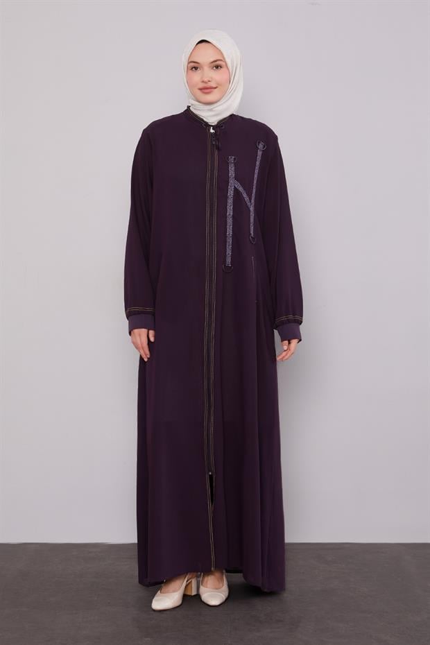 Mürdüm Şerit Detaylı Ferace