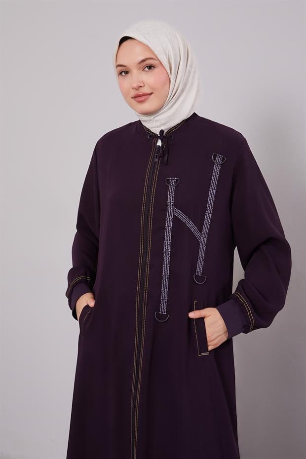 Mürdüm Şerit Detaylı Ferace