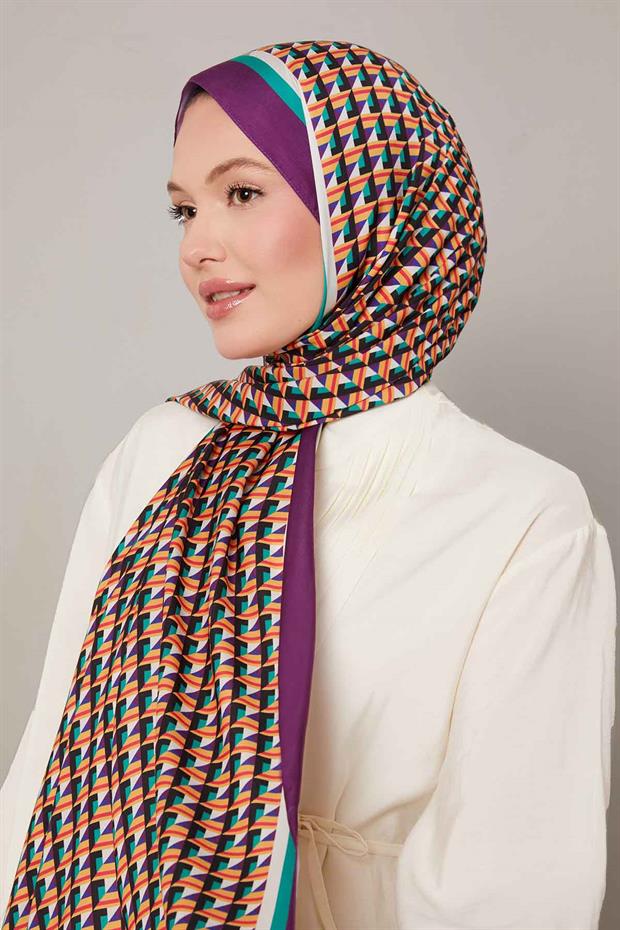 Mürdüm Üç Boyut Desen Club Şal