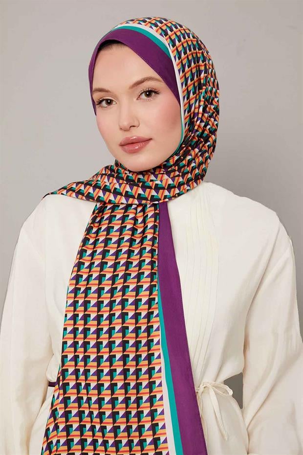 Mürdüm Üç Boyut Desen Club Şal