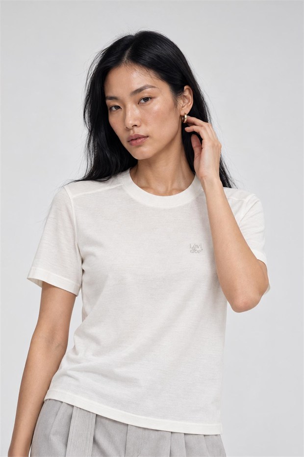 Nakış İşlemeli T-Shirt Beyaz