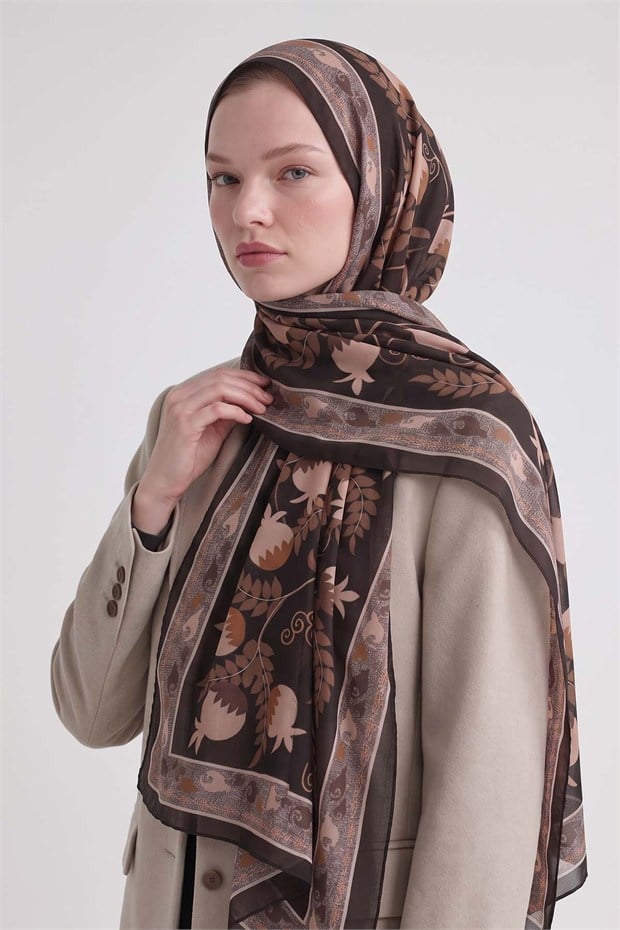 Nar Desenli Royal Şal Camel
