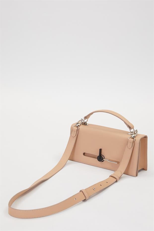 Nude Çevirmeli Kilitli Omuz Çantası