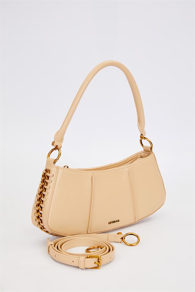 Nude Kenar Dikiş Görünümlü Omuz Çantası