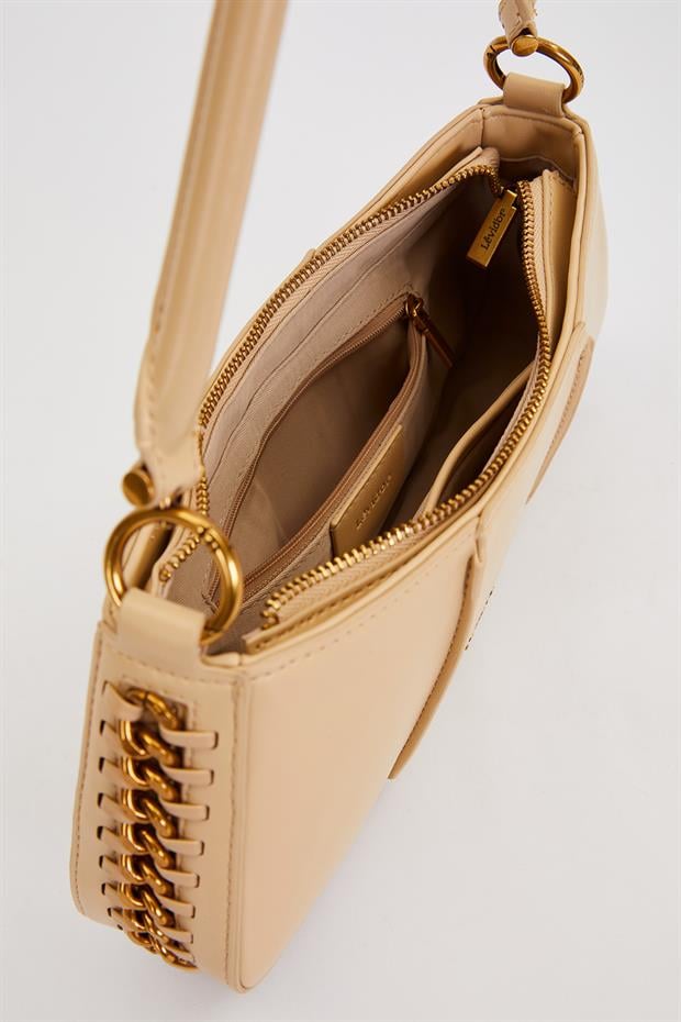 Nude Kenar Dikiş Görünümlü Omuz Çantası