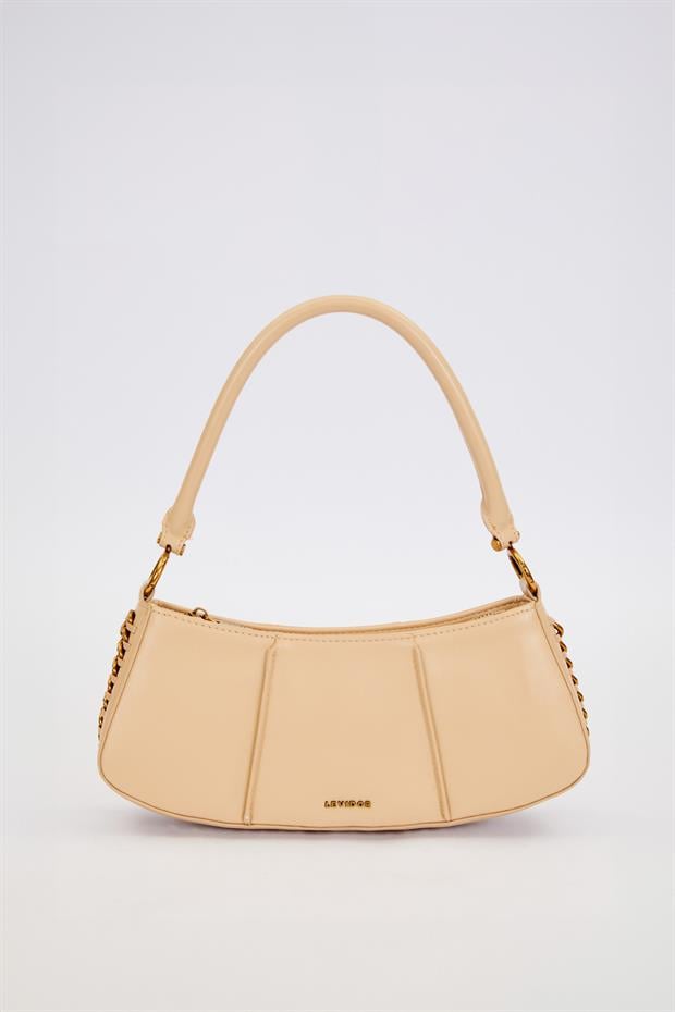 Nude Kenar Dikiş Görünümlü Omuz Çantası