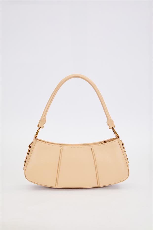 Nude Kenar Dikiş Görünümlü Omuz Çantası