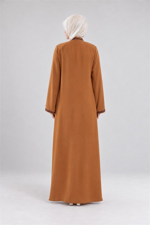 Önü Taşlı Ferace Camel