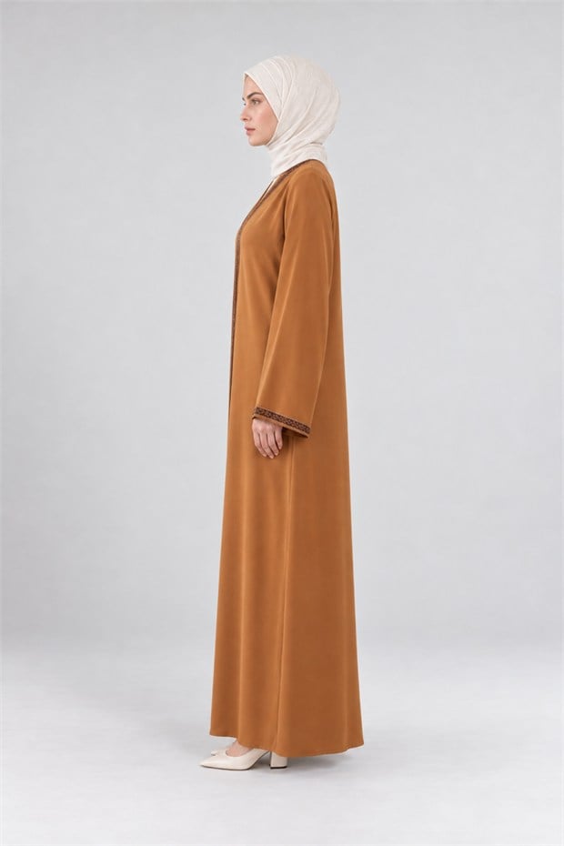 Önü Taşlı Ferace Camel
