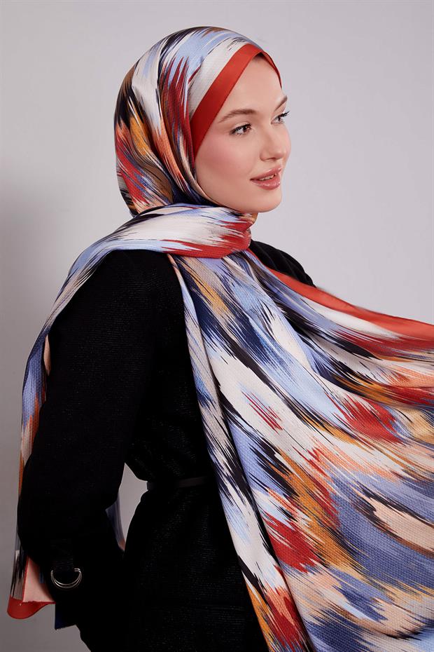 Oranj Alacalı Desen Twill Şal