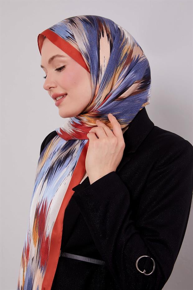 Oranj Alacalı Desen Twill Şal