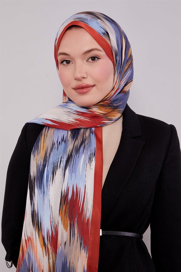 Oranj Alacalı Desen Twill Şal