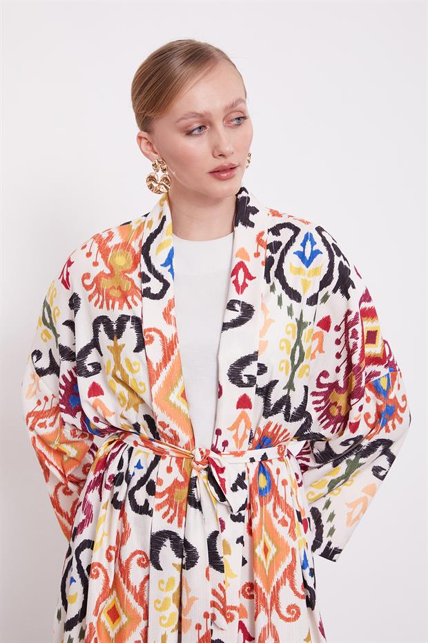 Oranj Etnik Desen Salaş Pantolonlu Takım