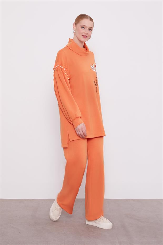 Oranj İnci Kol Detaylı Spor Takım