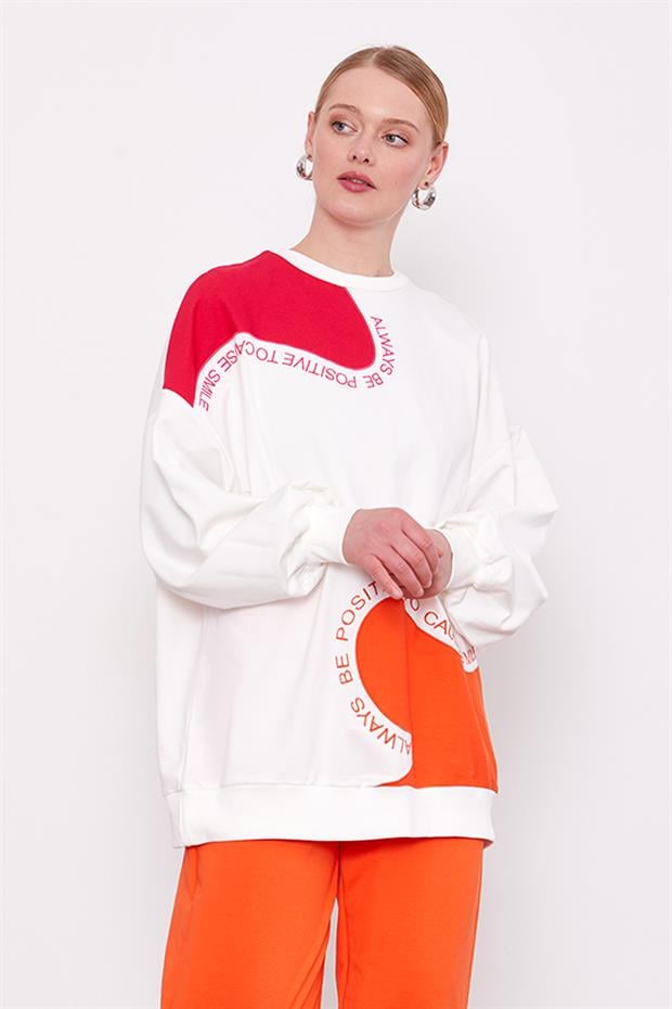 Oranj Omuz Detaylı Sweat