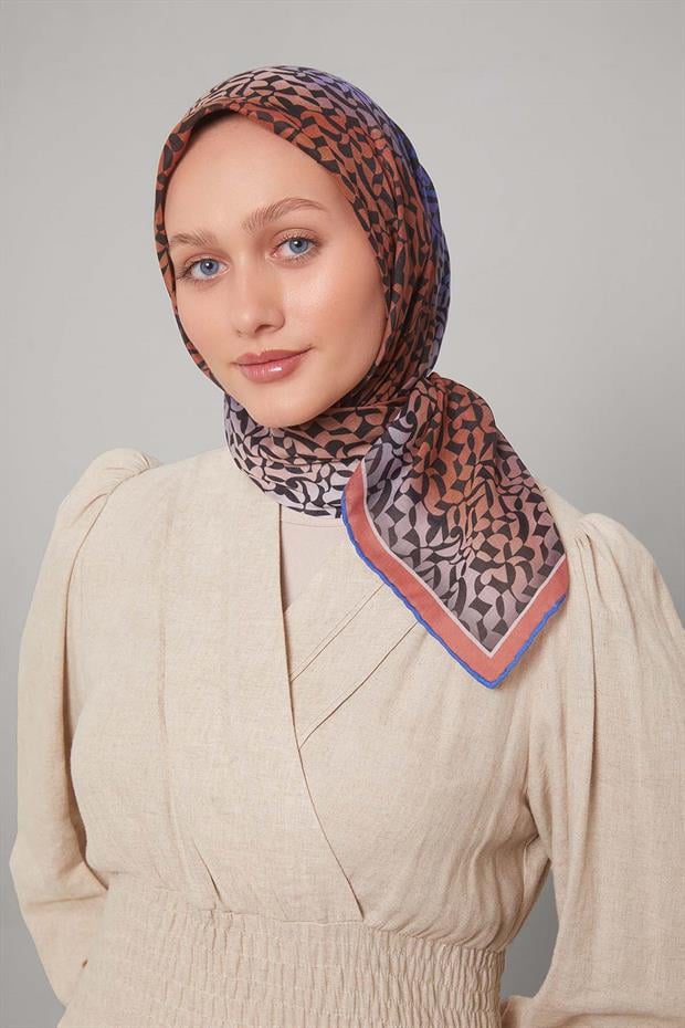 Oranj Renk Geçişli Desen Soft Eşarp