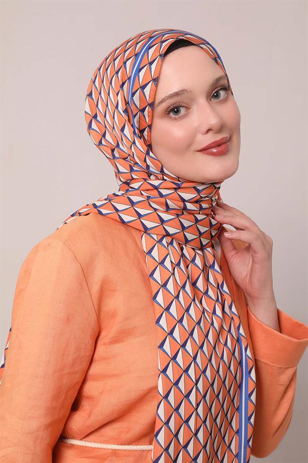 Oranj Üçgen Desen Club Şal