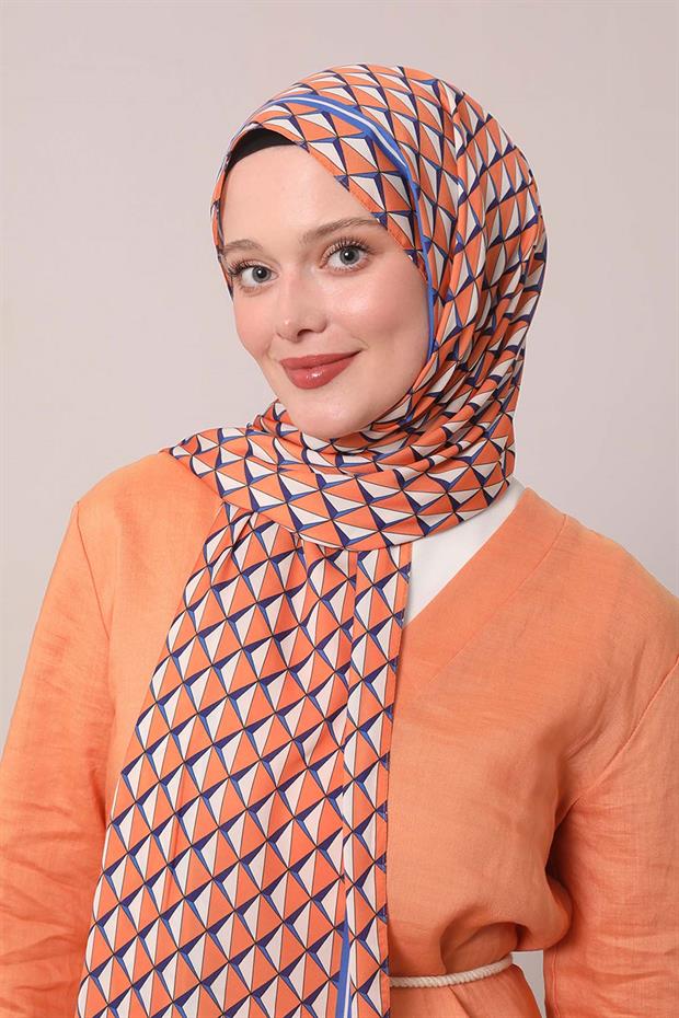 Oranj Üçgen Desen Club Şal