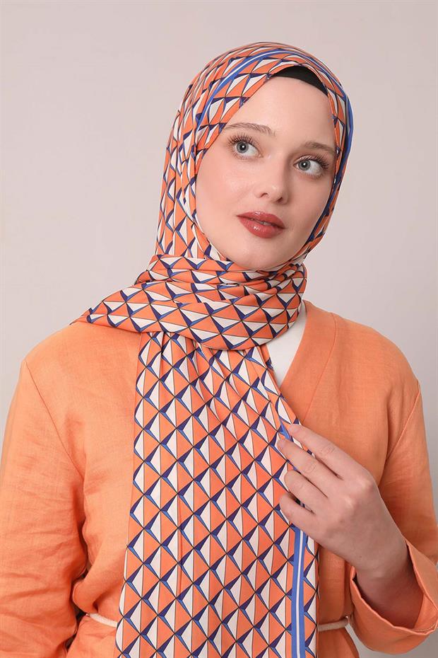 Oranj Üçgen Desen Club Şal
