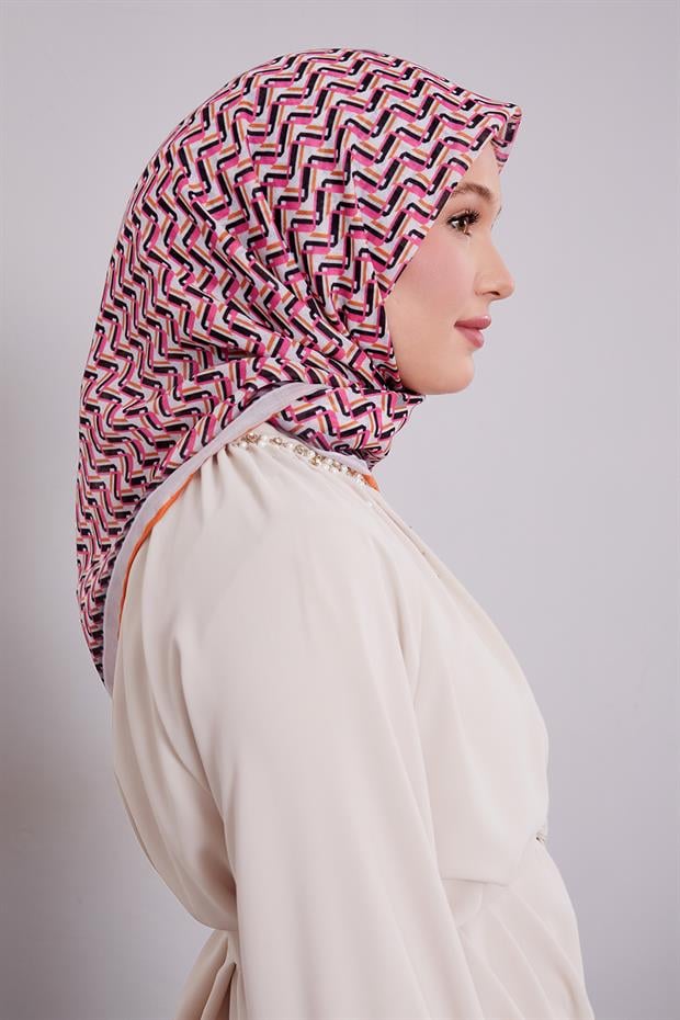 Oranj Zigzag Desen Soft Eşarp