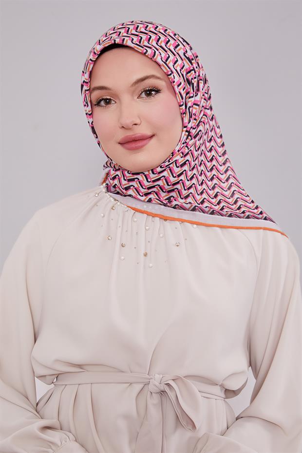 Oranj Zigzag Desen Soft Eşarp