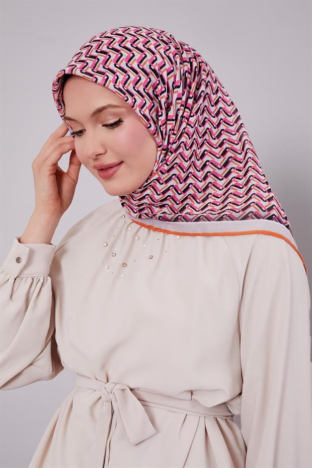 Oranj Zigzag Desen Soft Eşarp