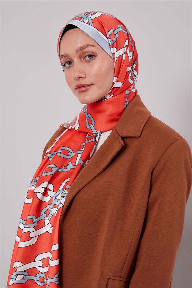 Oranj Zincir Twill Şal