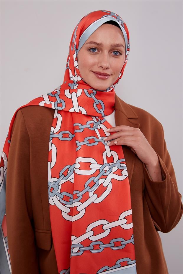 Oranj Zincir Twill Şal