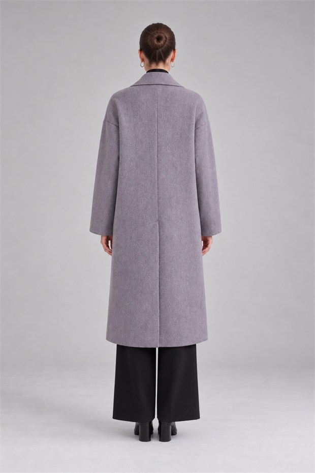 Oversize Astarsız Kaşe Kaban Gri