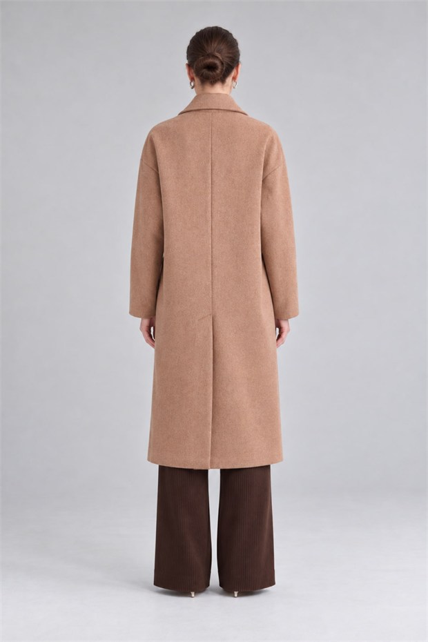 Oversize Astarsız Kaşe Kaban Toprak