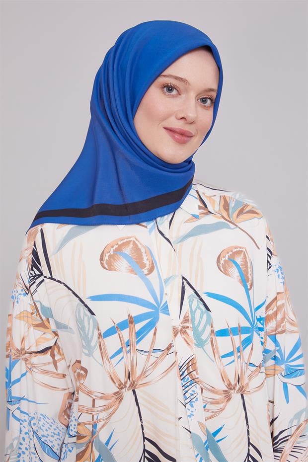 Parlament Mavisi Kenar Şerit Aura Eşarp