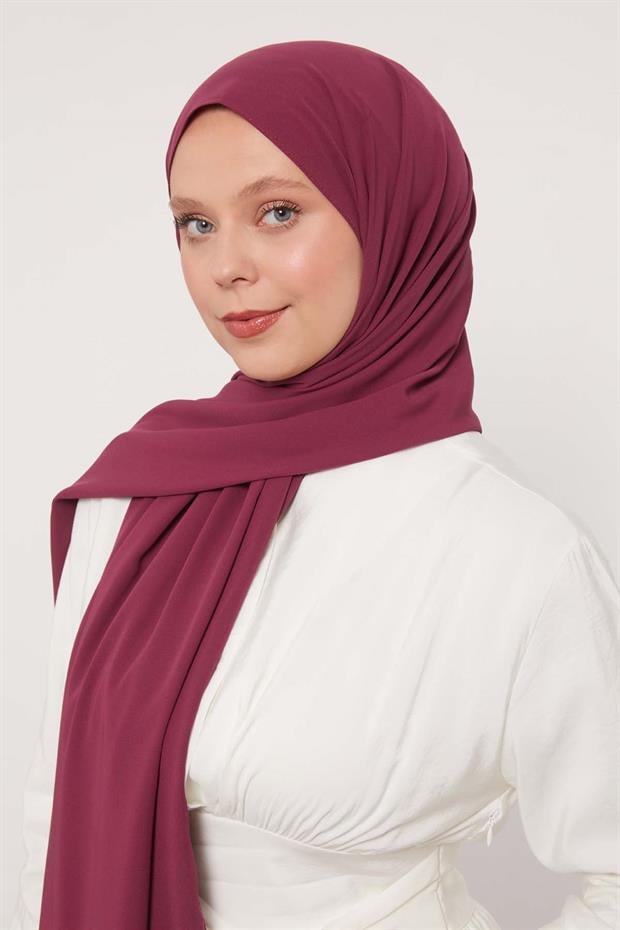 Patlıcan Moru Düz Medine İpeği Şal