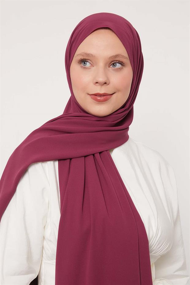 Patlıcan Moru Düz Medine İpeği Şal