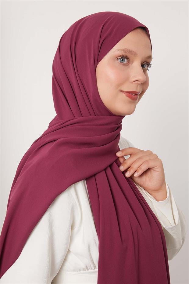 Patlıcan Moru Düz Medine İpeği Şal