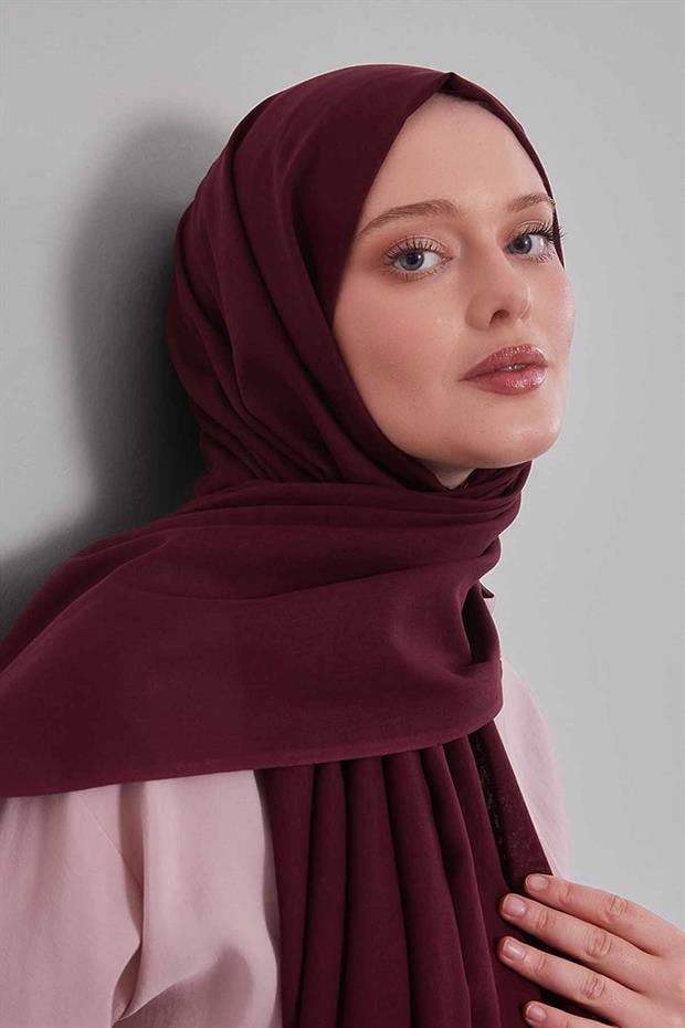 Patlıcan Moru Düz Tensel Şal