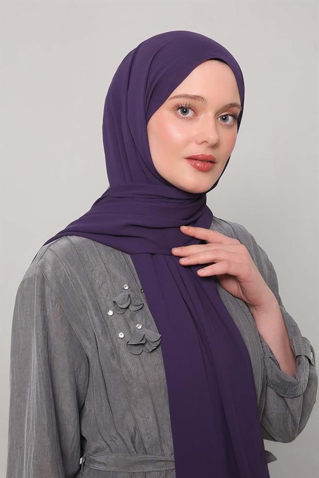 Patlıcan Moru Lux Şifon Şal