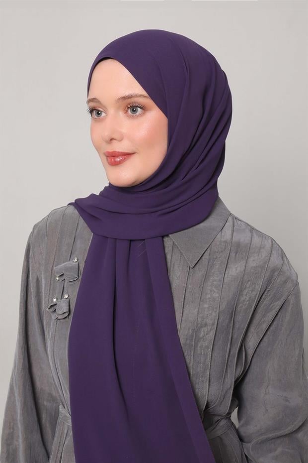 Patlıcan Moru Lux Şifon Şal