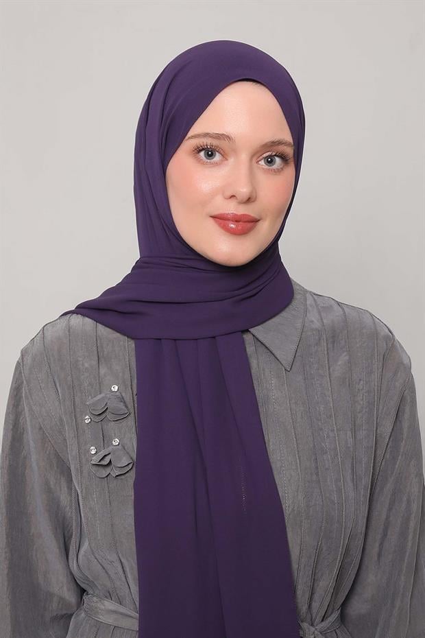 Patlıcan Moru Lux Şifon Şal