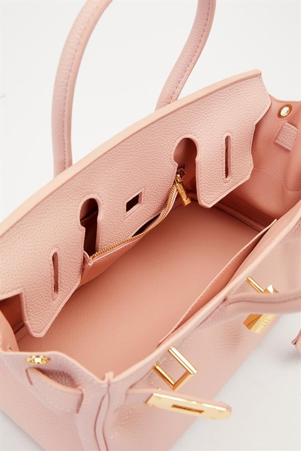 Pembe Aksesuar Detay Bölmeli El Çantası