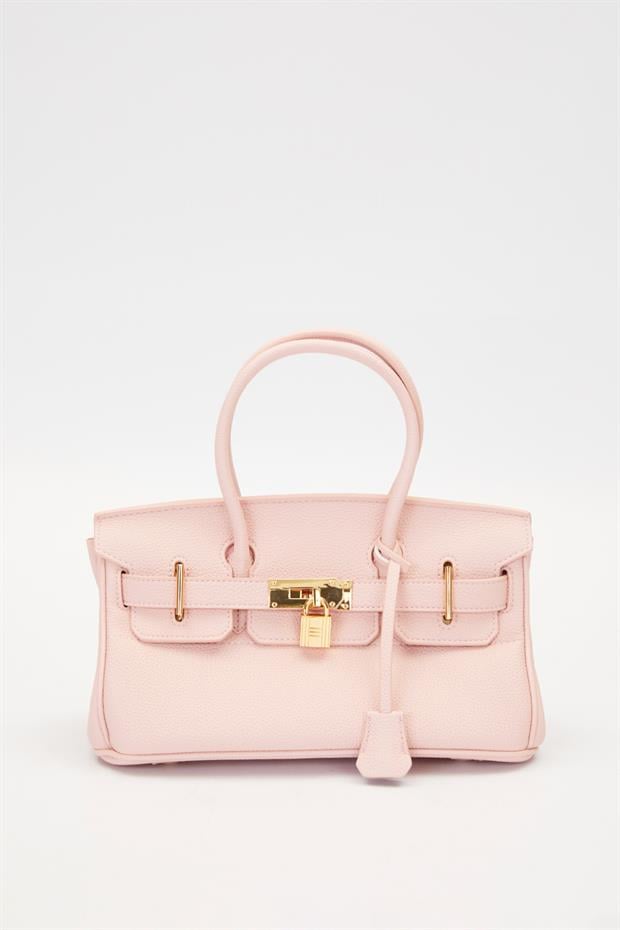 Pembe Aksesuar Detay Bölmeli El Çantası