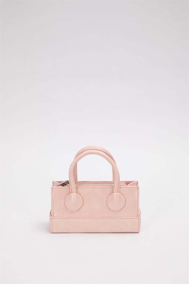 Pembe Ayarlanabilir Kilit Detaylı El Çantası