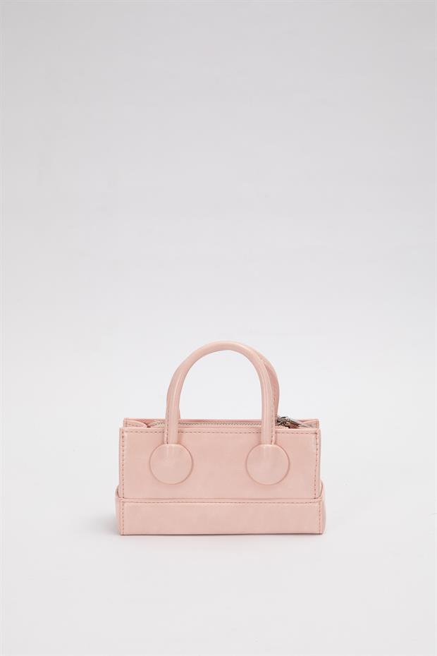 Pembe Ayarlanabilir Kilit Detaylı El Çantası