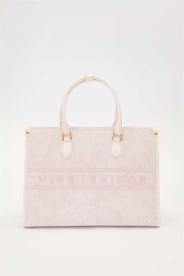 Pembe Baskı Detaylı Büyük El Çantası